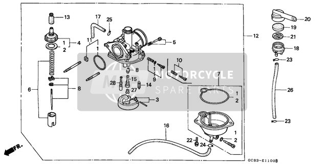 Honda NH50MS 1990 Carburateur pour un 1990 Honda NH50MS